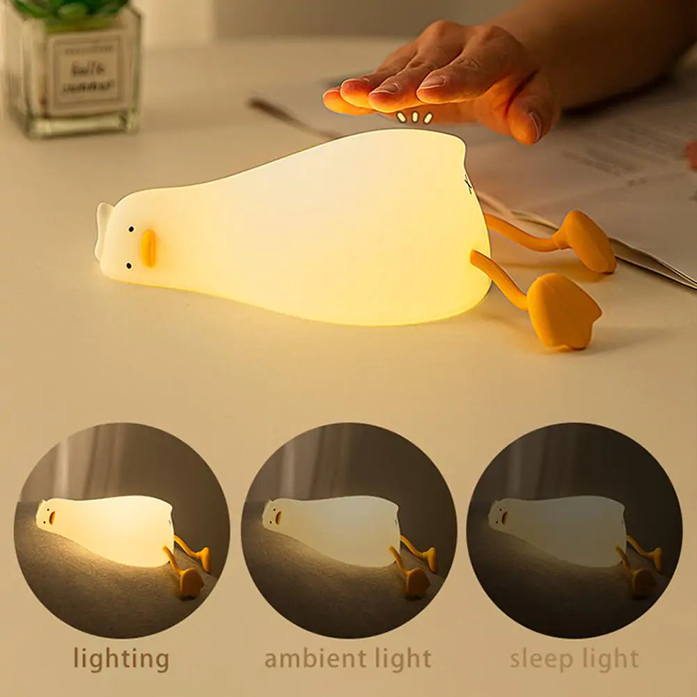 Duck Bedroom Lamp,USB Rechargeable Dim Feeding Warm White Nightlight, Desk Bedside Bedroom Decor Birthday Gifts for Baby Children Women