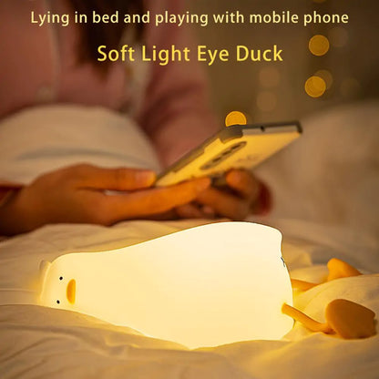 Duck Bedroom Lamp,USB Rechargeable Dim Feeding Warm White Nightlight, Desk Bedside Bedroom Decor Birthday Gifts for Baby Children Women